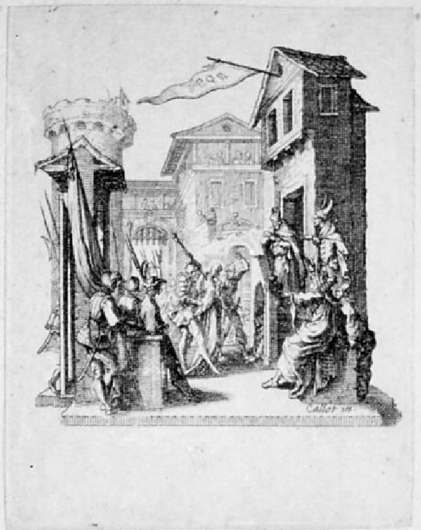 Cristo davanti a Caifa (stampa, elemento d'insieme) di Callot Jacques (sec. XVII)