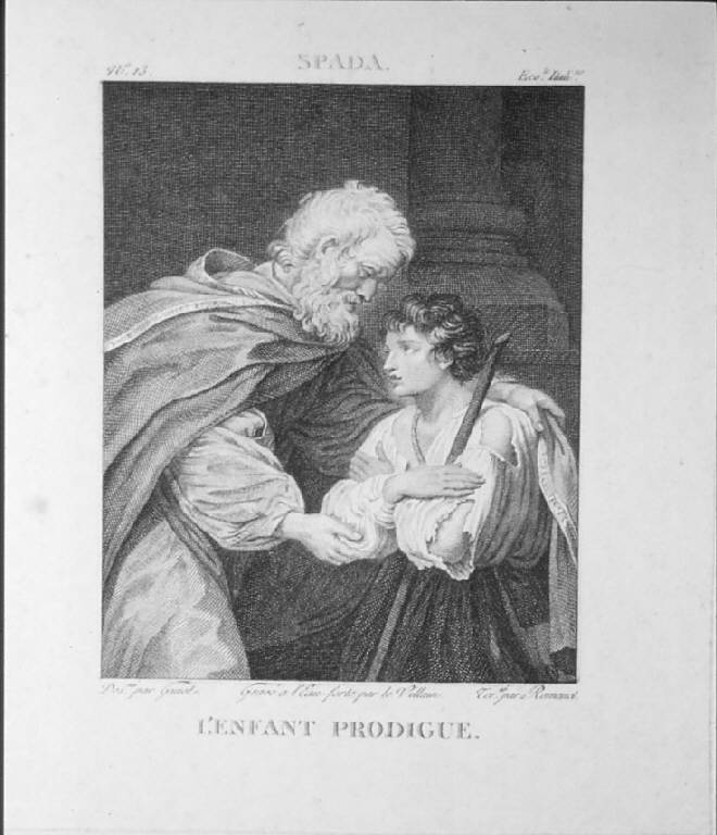 Il figliol prodigo, Figliol prodigo (stampa smarginata, elemento d'insieme) di Villain François, Romanet Antoine Louis, Guiot, Spada Leonello (sec. XIX)