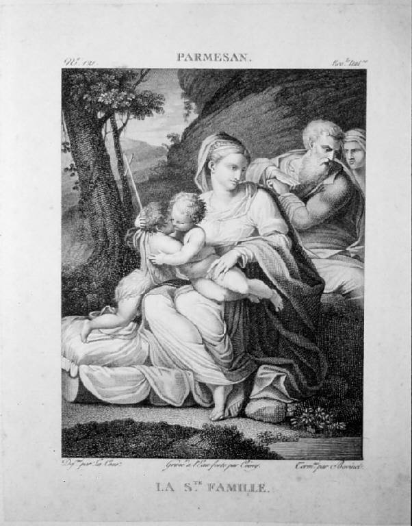 La Sacra Famiglia, Sacra Famiglia con san Giovannino e sant'Elisabetta (stampa smarginata, elemento d'insieme) di , Bovinet Edme, , Mazzola Francesco detto Parmigianino (sec. XIX)