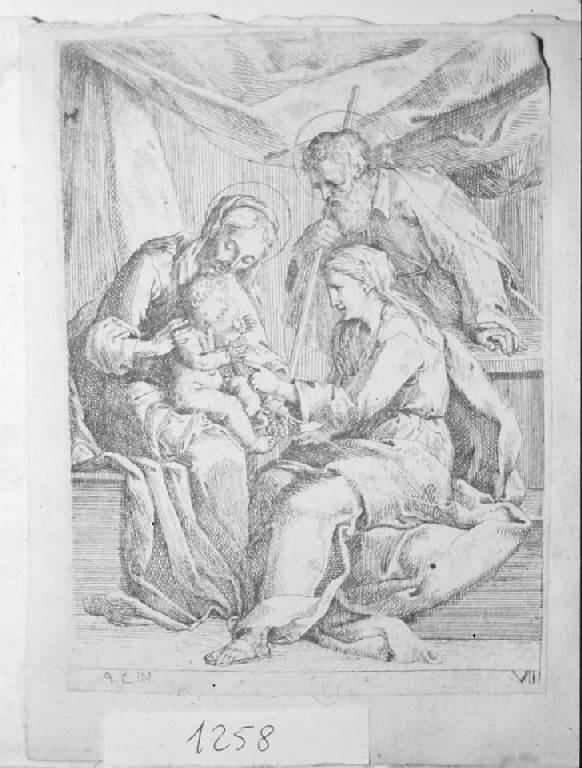 La Sacra Famiglia con sant'Anna, Sacra Famiglia con sant'Anna (stampa, elemento d'insieme) di Bellavia Marcantonio, Bellavia Marcantonio (sec. XVII)