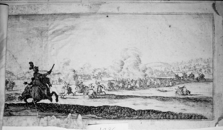 Battaglia con combattimento di cavalleria (stampa, elemento d'insieme) di Bazicaluva Ercole, Bazicaluva Ercole (sec. XVII)