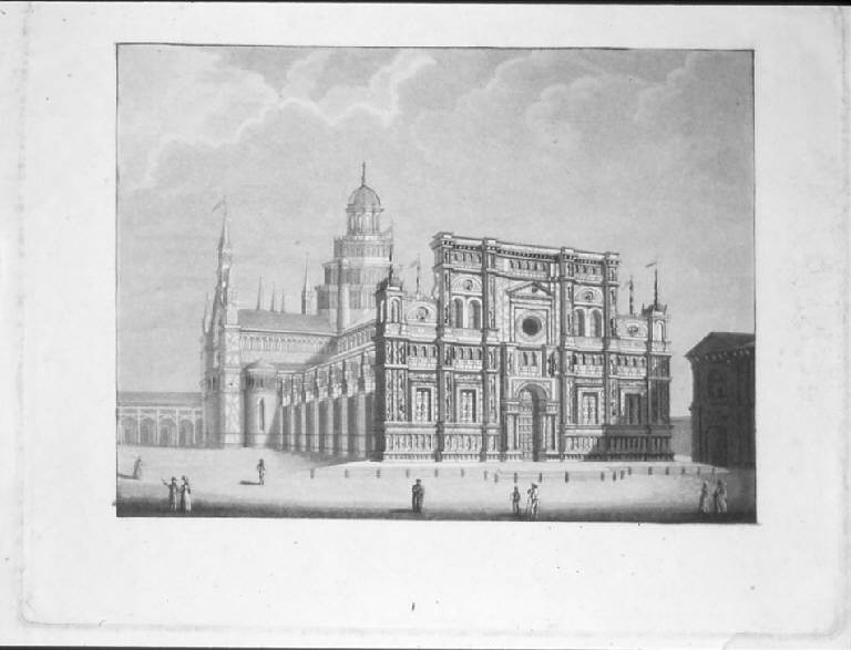 Veduta di Certosa di Pavia (stampa) - scuola italiana (prima metà sec. XIX)