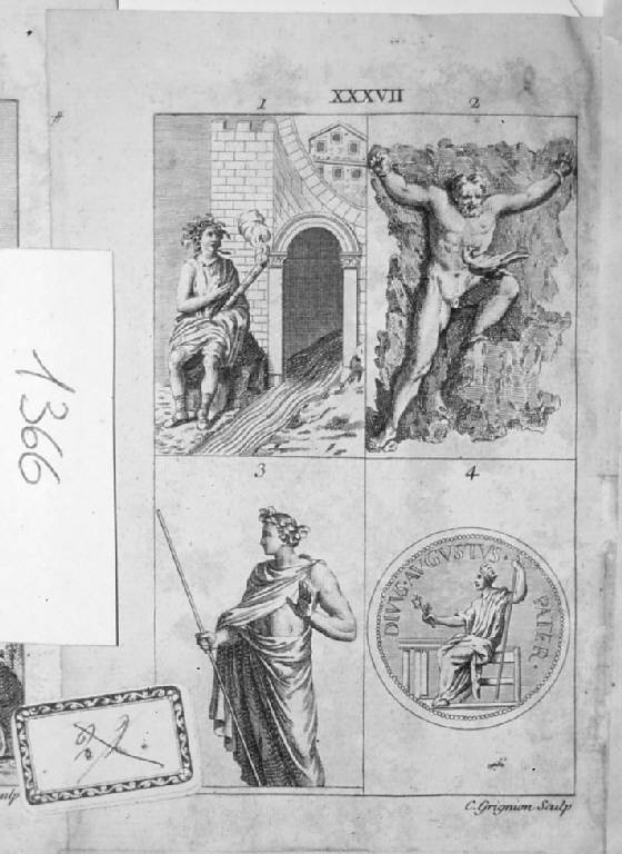 Statue/ Medaglia (stampa smarginata) di Grignion Charles (sec. XIX)