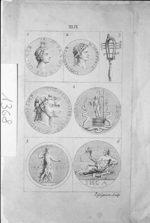 Medaglie e monete (stampa smarginata) di Grignion Charles (sec. XIX)