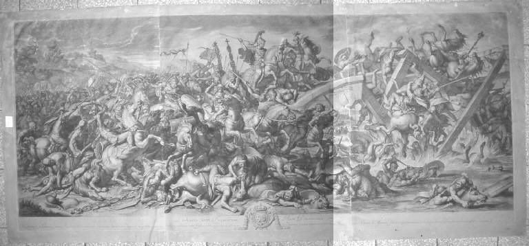 Battaglia di Ponte Milvio (stampa) di Audran Jean, Le Brun Charles (sec. XVII)