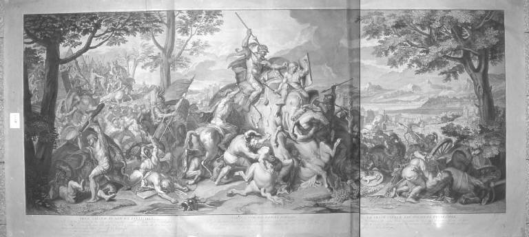 Alessandro Magno sconfigge Porro (stampa) di Picart Bernard, Le Brun Charles (secc. XVII/ XVIII)