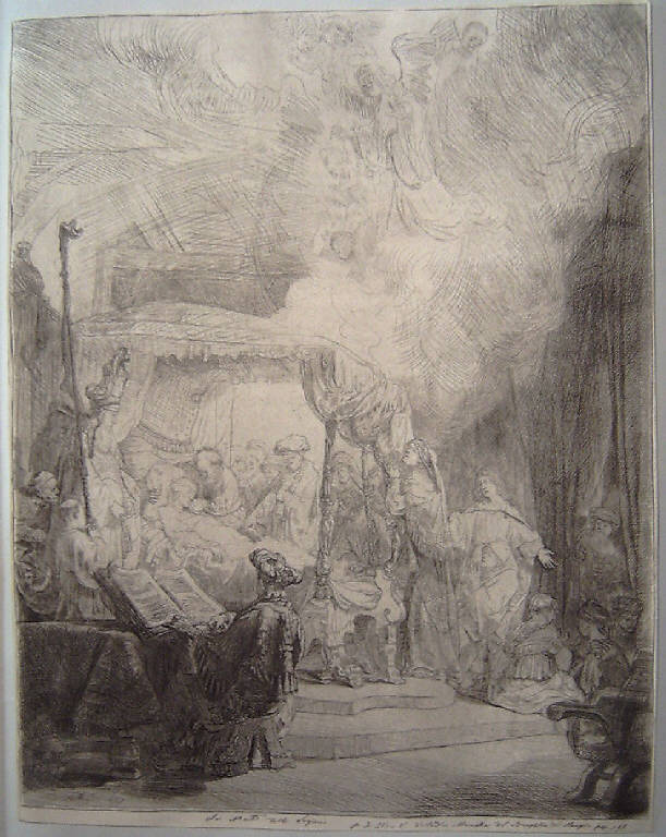 La morte della Vergine, Transito della Madonna (stampa smarginata) di Rembrandt, Rembrandt (sec. XVII)