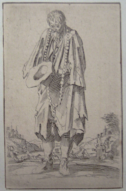 Il mendicante con il rosario, Mendicanti (stampa, elemento d'insieme) di Callot Jacques (sec. XVII)