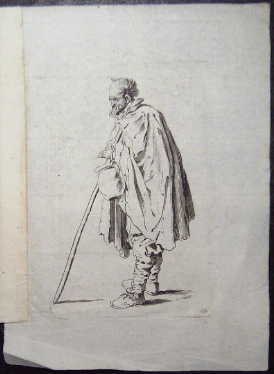 Mendicante con scaldino, Mendicanti (stampa, elemento d'insieme) di Callot Jacques (sec. XVII)