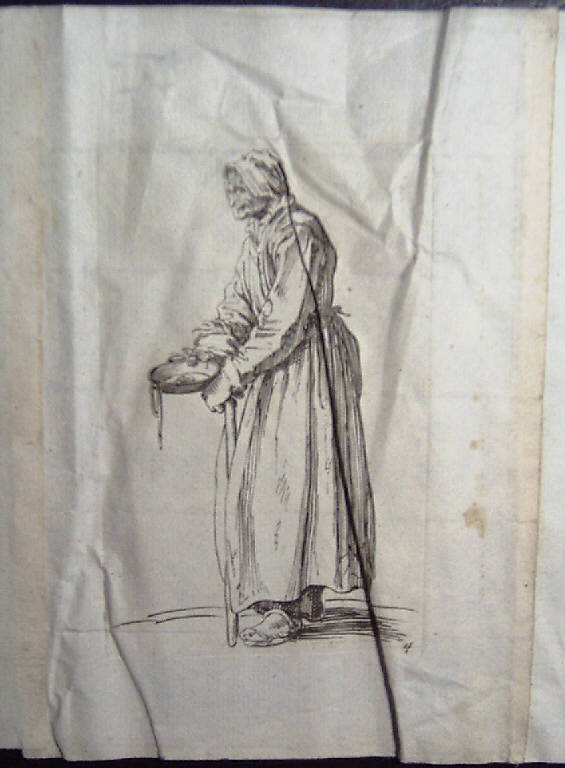 La mendicante con la ciotola, Mendicanti (stampa, elemento d'insieme) di Callot Jacques (sec. XVII)