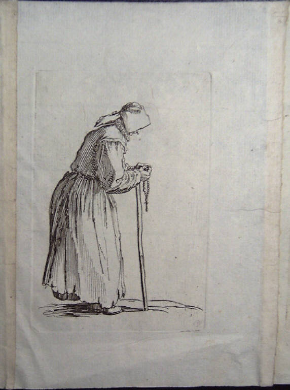 La mendicante con il rosario, Mendicanti (stampa, elemento d'insieme) di Callot Jacques (sec. XVII)