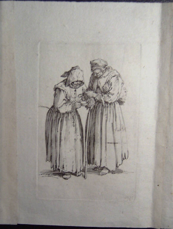 Le due mendicanti, Mendicanti (stampa, elemento d'insieme) di Callot Jacques (sec. XVII)