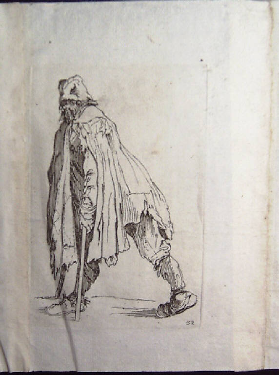 Il mendicante con le stampelle, Mendicanti (stampa, elemento d'insieme) di Callot Jacques (sec. XVII)