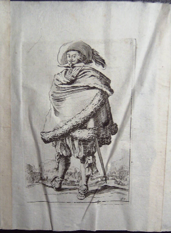 Il gentiluomo avvolto nel suo mantello bordato di pelliccia, Nobili (stampa, elemento d'insieme) di Callot Jacques (sec. XVII)