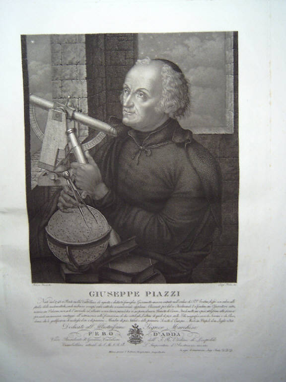 Ritratto di Giuseppe Piazzi (stampa) di Rados Luigi, Focosi Roberto (sec. XIX)