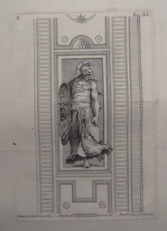 Figura femminile allegorica (stampa, elemento d'insieme) di Crivellari Bartolomeo, Gamma Sebastiano, Tibaldi Pellegrino detto Pellegrino Pellegrini (sec. XVIII)