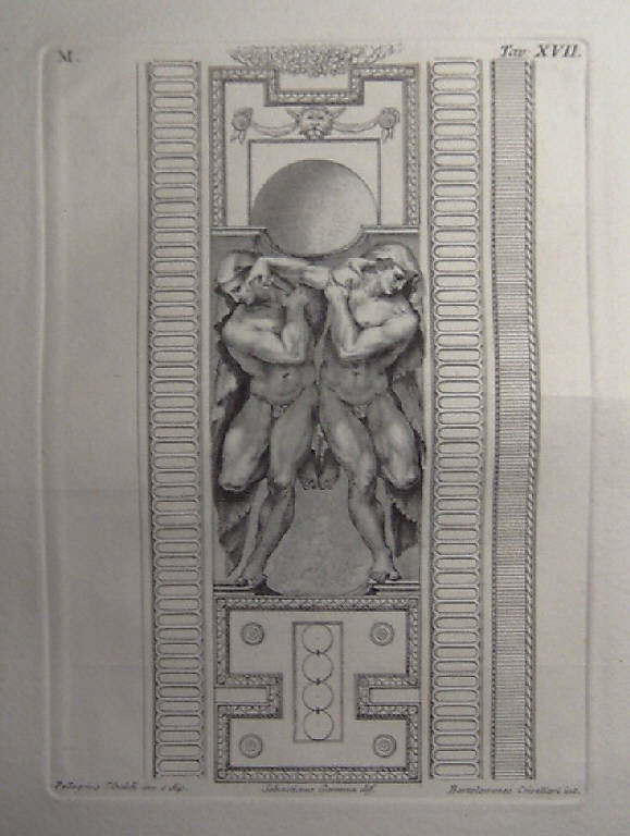 Figure maschili (stampa, elemento d'insieme) di Crivellari Bartolomeo, Gamma Sebastiano, Tibaldi Pellegrino detto Pellegrino Pellegrini (sec. XVIII)