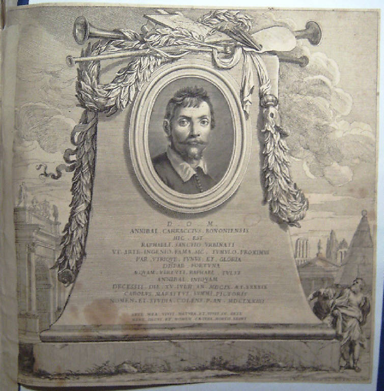 Monumento funebre di Annibale Carracci, Monumento funebre di Annibale Carracci (stampa smarginata, elemento d'insieme) di Aquila Pietro, Maratti Carlo, Maratti Carlo (sec. XVII)