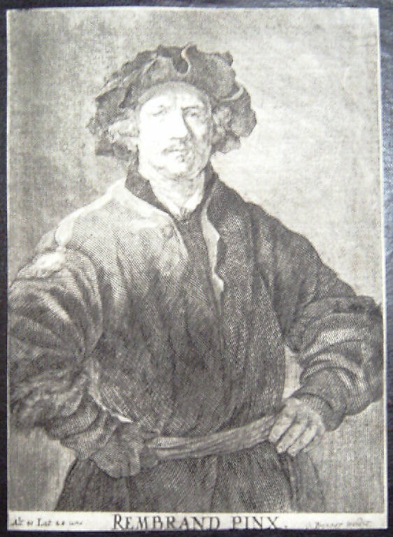 Ritratto di Rembrandt (stampa smarginata, elemento d'insieme) di Prenner Anton Joseph von, Rembrandt (sec. XVIII)