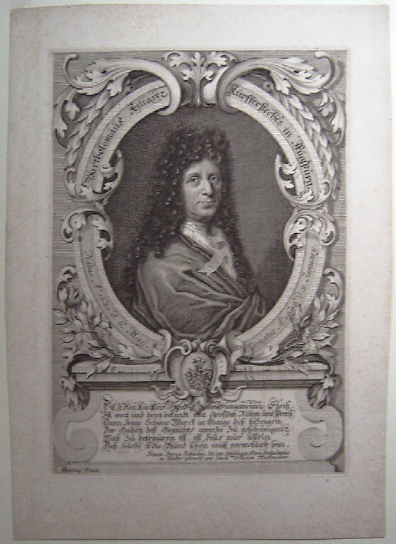 Ritratto di Bartolomeo Kilian (stampa) di Heckenauer Jacob Wilhelm, Beischlag J (secc. XVII/ XVIII)