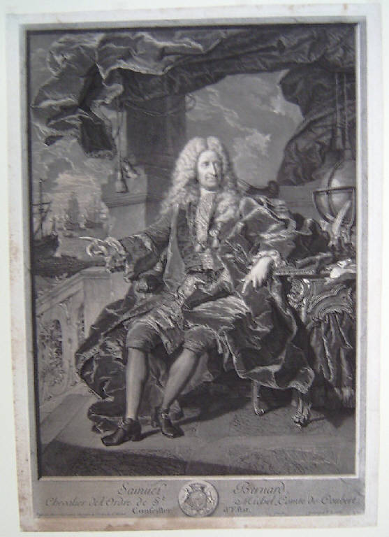 Ritratto di Samuel Bernard (stampa) di Drevet Pierre-Imbert, Rigaud Hyacinthe (sec. XVIII)