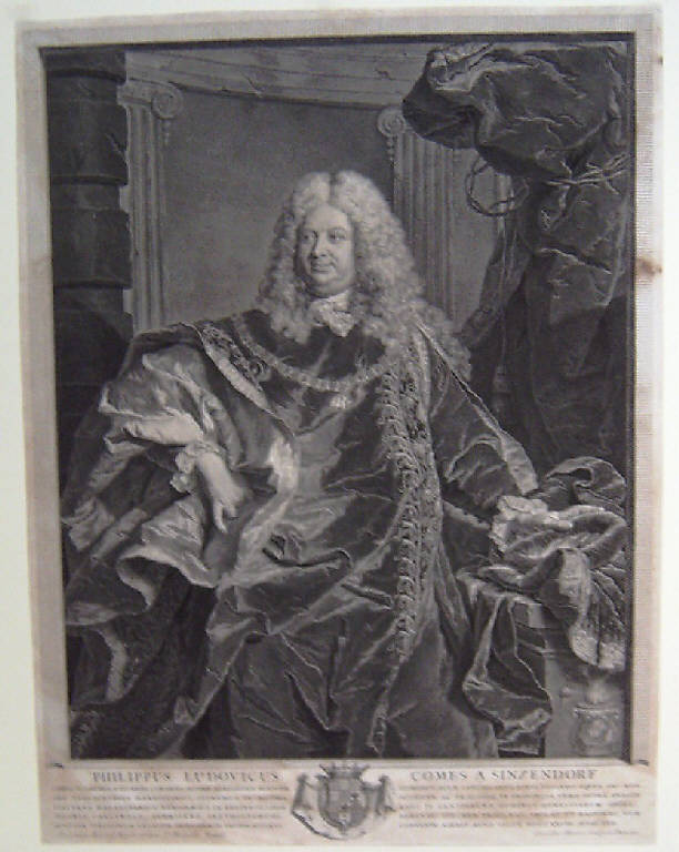 Ritratto di Filippo Lodovico conte di Zinzendorf (stampa) di Drevet Claude, Rigaud Hyacinthe (sec. XVIII)