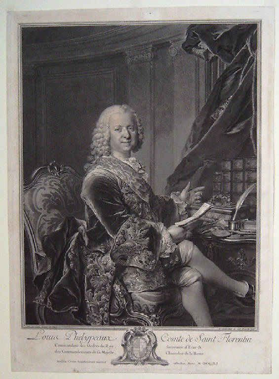 Ritratto di Louis Phelipeaux conte di Saint Florentin (stampa) di Wille Johann Georg, Tocqué Louis (sec. XVIII)