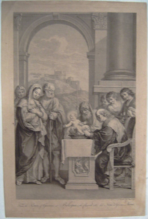Circoncisione di Gesù (stampa) di Bartolozzi Francesco, Barbieri Giovan Francesco detto Guercino (sec. XVIII)