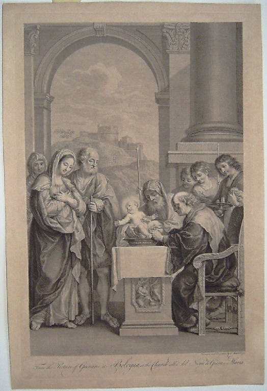 Circoncisione di Gesù (stampa) di Bartolozzi Francesco, Barbieri Giovan Francesco detto Guercino (sec. XVIII)