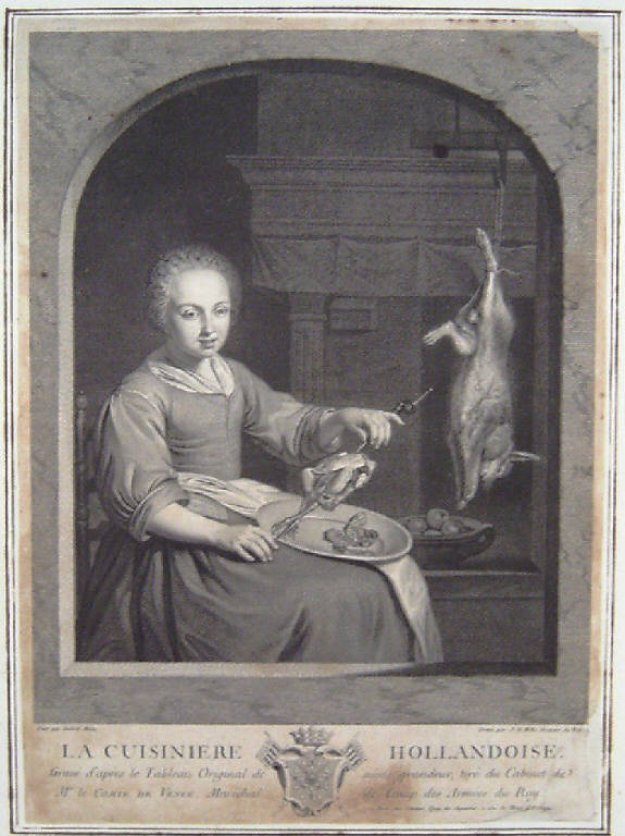 Cuoca olandese (stampa) di Wille Johann Georg, Metsu Gabriel (metà sec. XVIII)