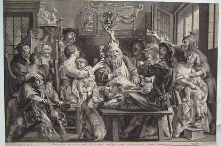 Re della fava (stampa) di Pontius Paul, Jordaens Jacob (sec. XVII)
