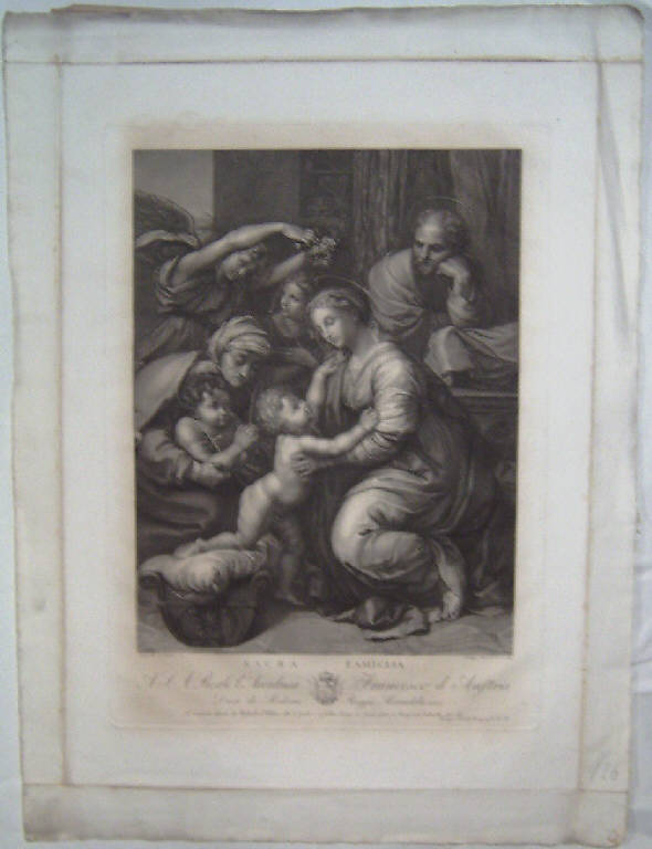 La Grande Sacra Famiglia, Sacra Famiglia con san Giovannino e sant'Elisabetta (stampa) di Asioli Giuseppe, Sanzio Raffaello (primo quarto sec. XIX)