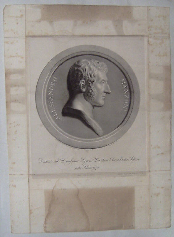 Ritratto di Alessandro Manzoni (stampa) di Cornienti Giuseppe, Monti Gaetano Matteo (secondo quarto sec. XIX)