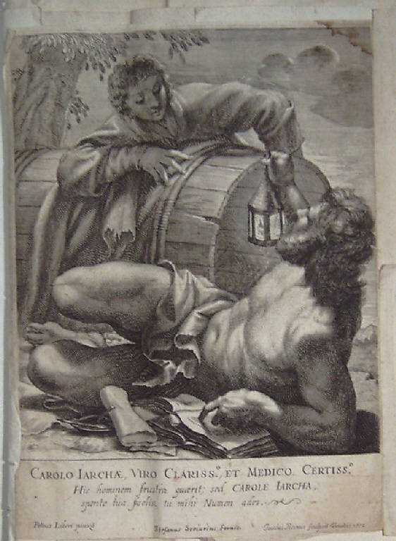 Diogene alla ricerca dell'uomo onesto (stampa smarginata) di Piccini Jacopo, Liberi Pietro (metà sec. XVII)