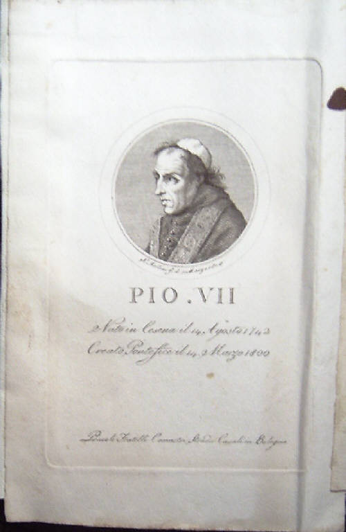 Ritratto di Pio VII (stampa) di Mellini Nicola (primo quarto sec. XIX)