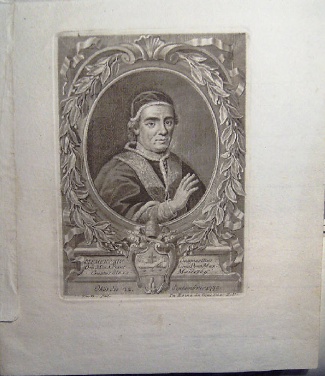 Ritratto di Clemente XIV (stampa) di Tinti Camillo (seconda metà sec. XVIII)