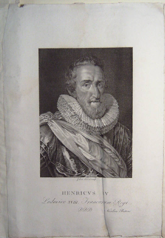 Ritratto di Enrico IV re di Francia (stampa smarginata, elemento d'insieme) di Giberti Antonio, Giberti Antonio (sec. XIX)