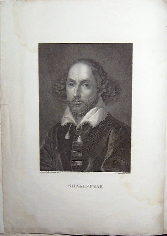 Ritratto di William Shakespeare (stampa smarginata, elemento d'insieme) di Geniani Girolamo, Locatelli Antonio, Anderloni Pietro (sec. XIX)