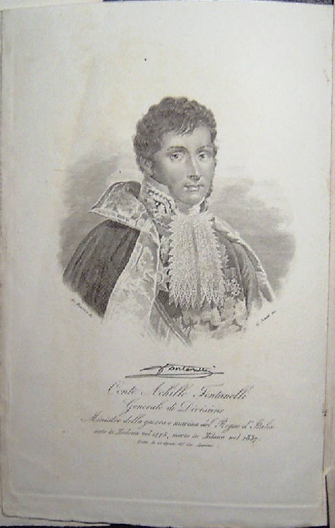 Ritratto di Achille Fontanelli conte e generale di divisione (stampa) di Bonatti Gaetano, De Maurizio, Appiani Andrea (sec. XIX)