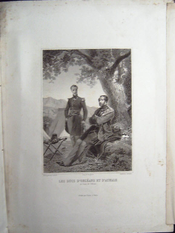 Ritratto dei duchi d'Orléans e di Aumale (stampa) di Audibran Francois Adolphe Bruneau, Philippoteaux (sec. XIX)