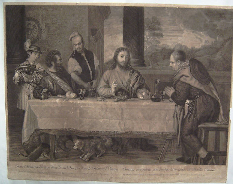 La Tovaglia, Cena in Emmaus (stampa) di Masson Antoine, Vecellio Tiziano (seconda metà sec. XVII)