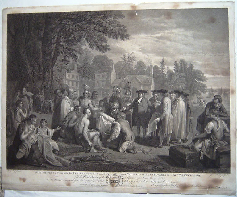 Penn William tratta con gli indiani d'America (stampa) di Hall John, West Benjamin (sec. XVIII)