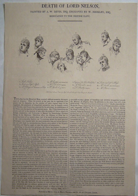 La morte di Lord Nelson: personaggi (stampa smarginata) di Bromley William I, Devis Arthur William (primo quarto sec. XIX)