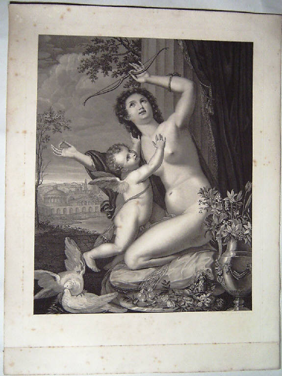 Venere e Cupido (stampa) di Caronni Paolo, Procaccini Giulio Cesare (prima metà sec. XIX)