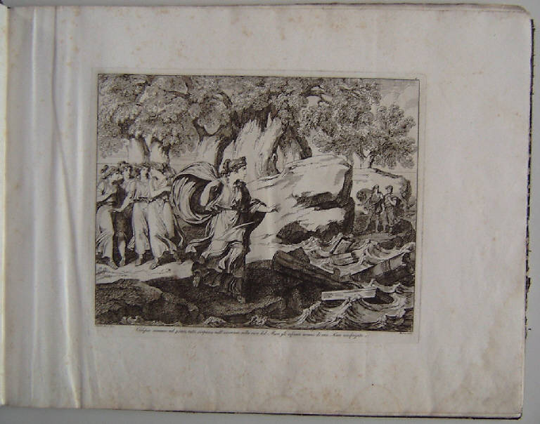 Calipso osserva i resti di una nave naufragata (stampa, elemento d'insieme) di Pinelli Bartolomeo, Pinelli Bartolomeo (sec. XIX)