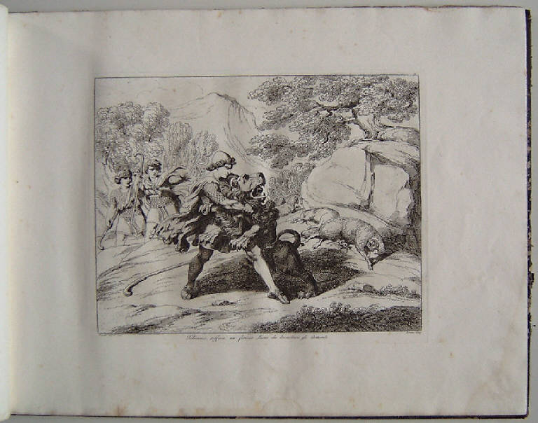 Telemaco uccide un leone (stampa, elemento d'insieme) di Pinelli Bartolomeo, Pinelli Bartolomeo (sec. XIX)