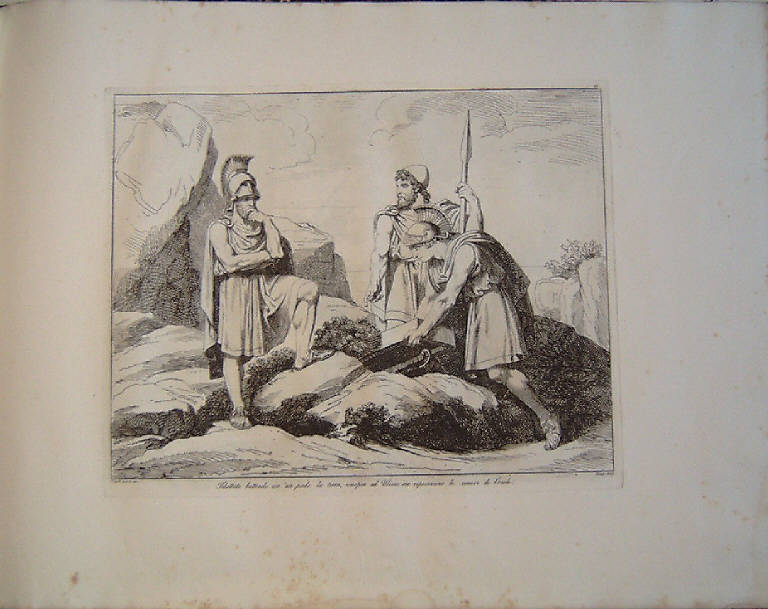 Filottete mostra ad Ulisse il luogo di sepoltura di Ulisse (stampa, elemento d'insieme) di Pinelli Bartolomeo, Pinelli Bartolomeo (secondo quarto sec. XIX)