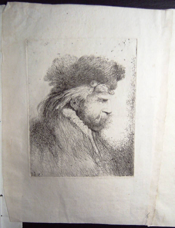 Testa d'uomo (stampa, serie) di Longhi Alessandro, Castiglione Giovan Benedetto detto Grechetto (sec. XVIII)