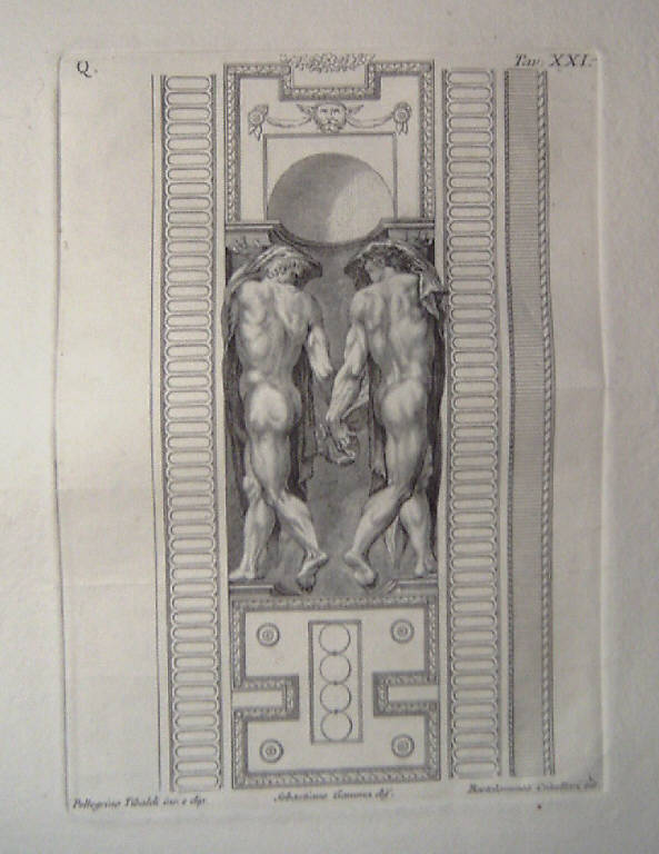 Figura femminile allegorica (stampa, serie) di Crivellari Bartolomeo, Gamma Sebastiano, Tibaldi Pellegrino (sec. XVIII)