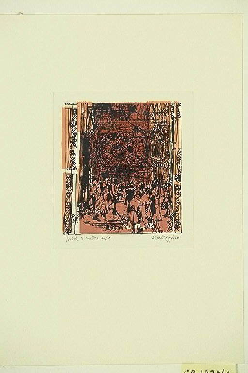 Finestra e cattedrale, Cattedrale (stampa a colori, elemento d'insieme) di Reggiori Albino, Reggiori Albino (terzo quarto sec. XX)